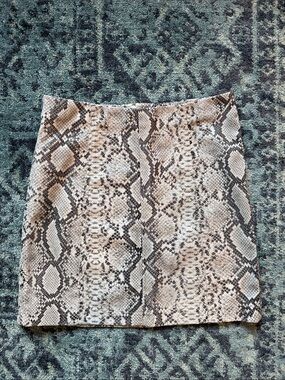 Lulu's Neutral Snake-Print Mini Skirt